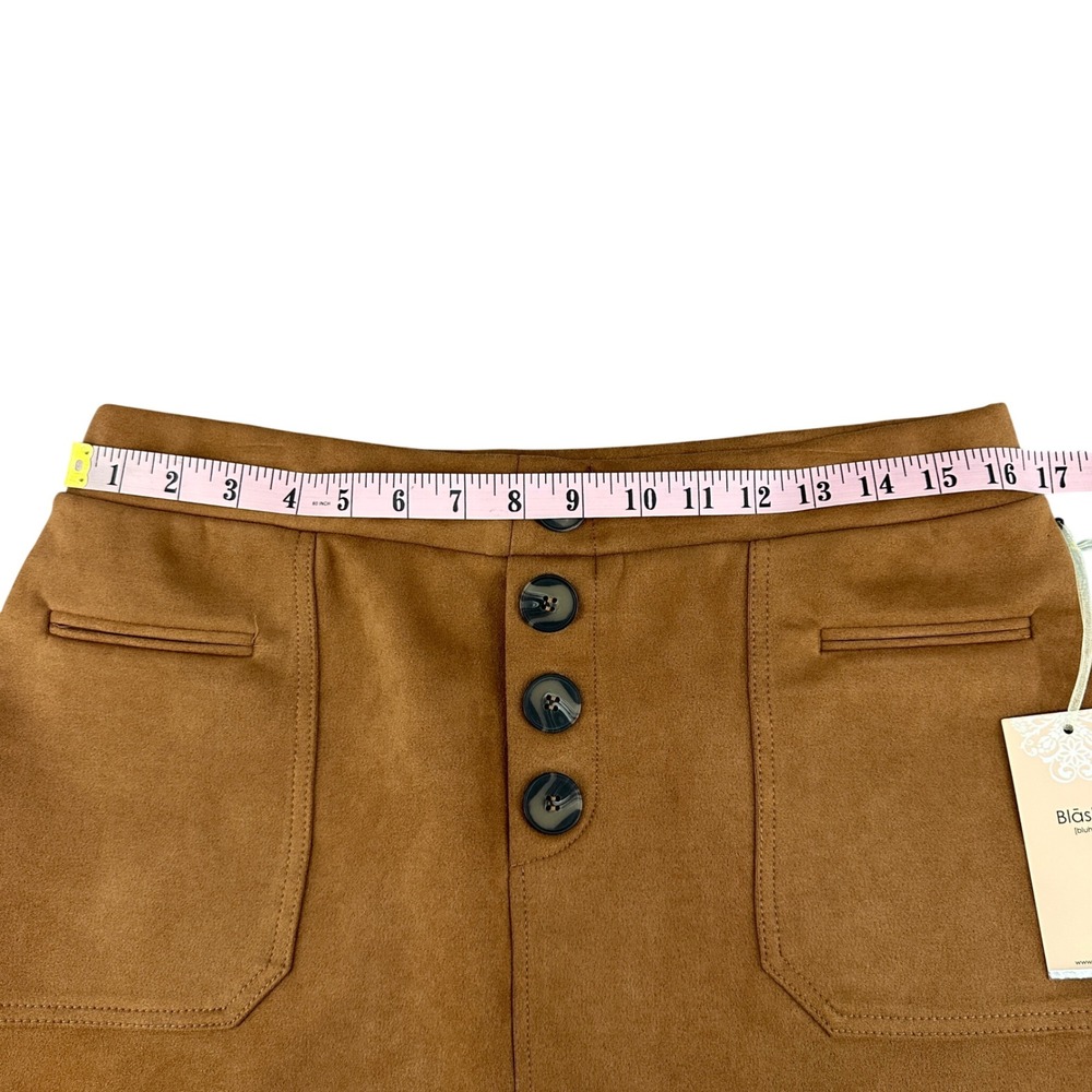 Blāshe Faux Suede Mini Skirt XL Brown A Line NWT Boho Festival Western Hippie - Picture 5 of 11